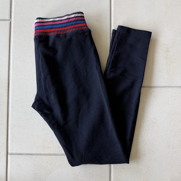 Sundry Pants - Sundry Navy Leggings with Striped Waistband